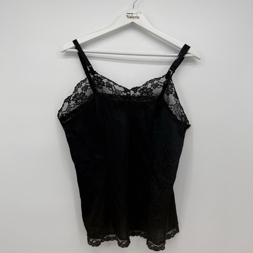 Montgomery Ward Vintage Black Nylon Lace Tank Top Size 18/40